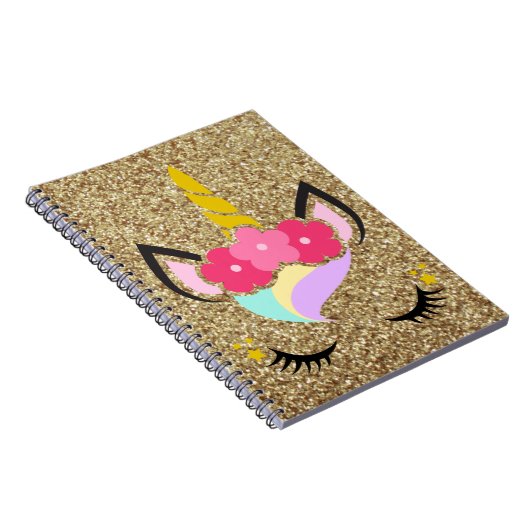 Personalisiertes Unicorn Gold Glitzer Note Book Notizblock (Rechte Seite)