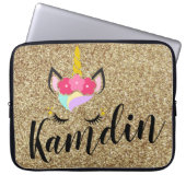 Personalisiertes Unicorn Gold Glitzer Notebook-Geh Laptopschutzhülle (Vorderseite)