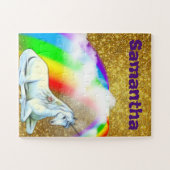 Personalisiertes Unicorn Gold-Kindergeschenk Puzzle (Horizontal)