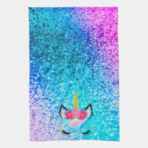 Personalisiertes Unicorn Ombre Glitzer-Küchen-Tuch Geschirrtuch