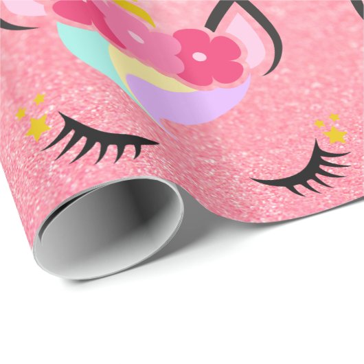 Personalisiertes Unicorn Ombre Glitzer Wrapping Pa Geschenkpapier (Rolleneckpunkt)