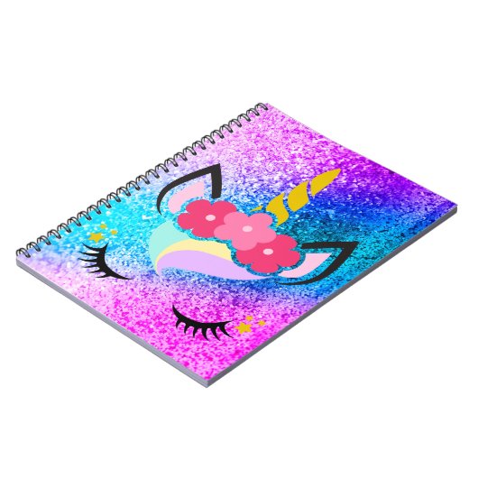 Personalisiertes Unicorn Ombre Notizblock (Linke Seite)