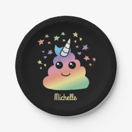 Personalisiertes Unicorn-Regenbogen-Kack Emoji Pappteller