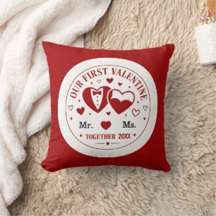 Personalisiertes "Unser erstes Valentinstagsgesche Kissen