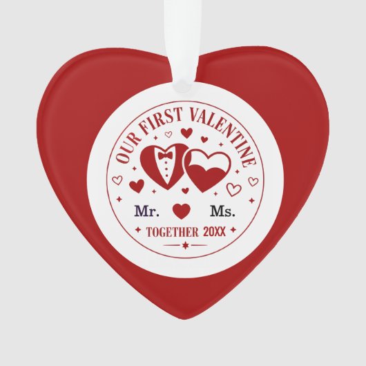 Personalisiertes "Unser erstes Valentinstagsgesche Ornament (Vorderseite)
