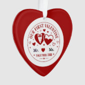 Personalisiertes "Unser erstes Valentinstagsgesche Ornament (Vorderseite)