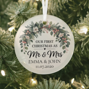 Personalisiertes Unser erstes Weihnachten als Herr Ornament Aus Glas
