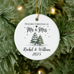 Personalisiertes Unser erstes Weihnachten als Paar Keramik Ornament