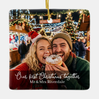 Personalisiertes Unser erstes Weihnachten zusammen Keramikornament