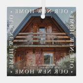 Personalisiertes "Unsere neue Zuhause" Modernes Fo Ornament Aus Glas (Rückseite)