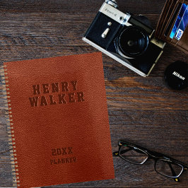 Personalisiertes Unternehmen - Brown Vegan Leather Planer