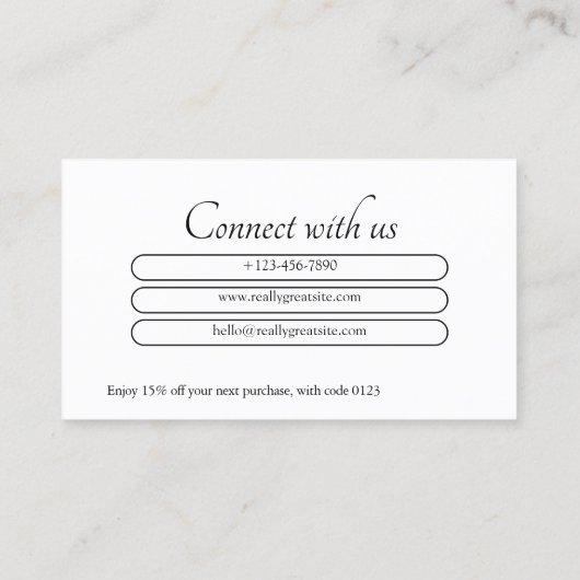 Personalisiertes Unternehmen dank Karte (Rückseite)