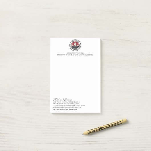 Personalisiertes Unternehmen Post-it Klebezettel (Auf Schreibtisch)