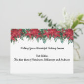 Personalisiertes Unternehmen Red Poinsettia Feiertagskarte (Stehend Vorderseite)