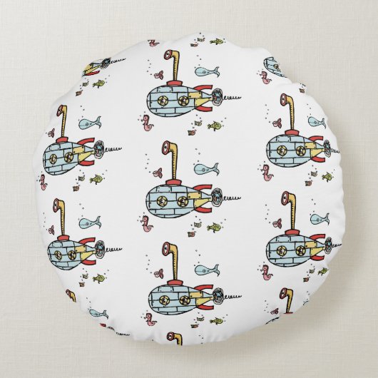 Personalisiertes Unterseeboot Rundes Kissen (Rückseite)