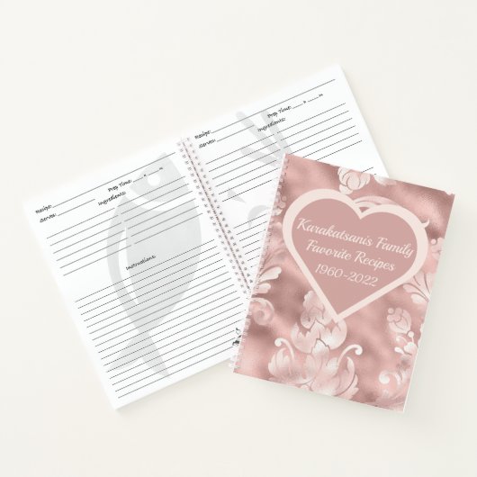 Personalisiertes, üppiges Rosa Keepsake Rezept Buc Notizblock (Innenseite)