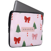Personalisiertes Urlaubsmuster und Candy Cane Must Laptopschutzhülle (Vorne Rechts)