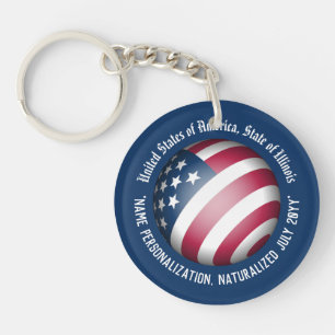 Personalisiertes US-Flaggen-Symbol in rotem, weiße Schlüsselanhänger