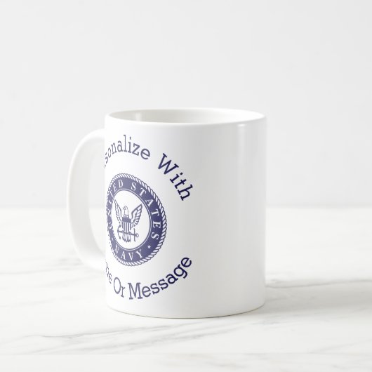 Personalisiertes US-Marine-Emblem Kaffeetasse (Vorderseite Links)