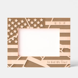 Personalisiertes US-Motto und amerikanische Flagge Geätzte Rahmen