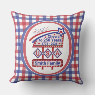 Personalisiertes USA 250 – Patriotische Retro-Leuc Kissen