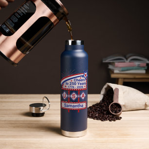 Personalisiertes USA 250 – Patriotische Retro-Leuc Trinkflasche