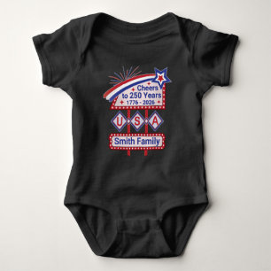 Personalisiertes USA 250 – Patriotisches Retro-Mar Baby Strampler