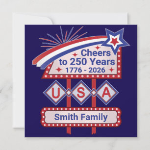 Personalisiertes USA 250 – Patriotisches Retro-Mar Einladung
