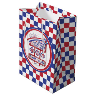 Personalisiertes USA 250 – Patriotisches Retro-Mar Mittlere Geschenktüte