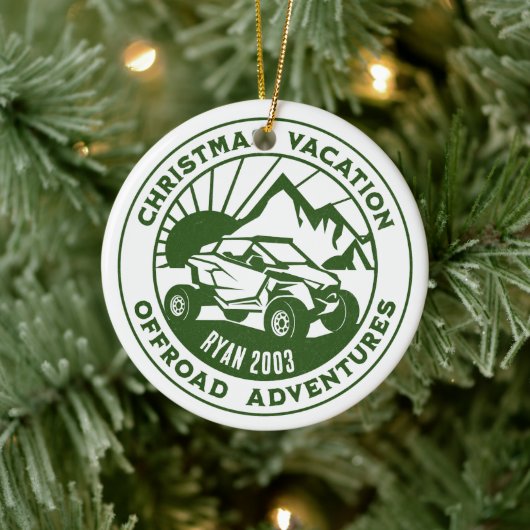 Personalisiertes UTV Offroad Weihnachtsgrün Keramik Ornament (Baum)