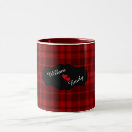 Personalisiertes Valentine Rotes Herz Zweifarbige Tasse