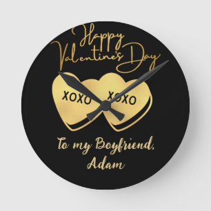 personalisiertes Valentinspaar Runde Wanduhr