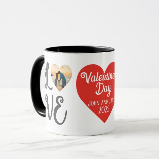 Personalisiertes Valentinstag Foto "LIEBE" Collage Tasse (Vorderseite Links)