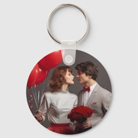 Personalisiertes Valentinstag-Foto-Schlüsselanhäng Schlüsselanhänger (Vorderseite)