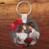 Personalisiertes Valentinstag-Foto-Schlüsselanhäng Schlüsselanhänger (Vorderseite)