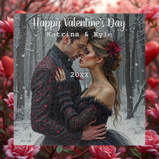 Personalisiertes Valentinstag Foto und Name Gesche Puzzle