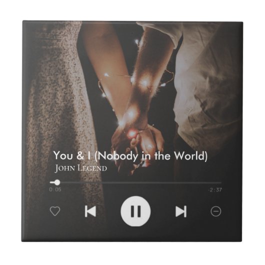 Personalisiertes Valentinstag Song Couple Foto Fliese (Vorderseite)