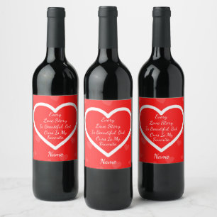 Personalisiertes Valentinstag-Weinetikett, Weinetikett