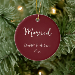 Personalisiertes verheiratetes Paar handgeschriebe Keramik Ornament