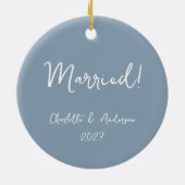 Personalisiertes Verheiratetes Paar Handgeschriebe Keramik Ornament (Hinten)