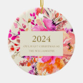 Personalisiertes Verheiratetes Weihnachten Keramik Ornament (Vorne)