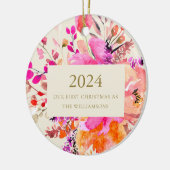 Personalisiertes Verheiratetes Weihnachten Keramik Ornament (Links)
