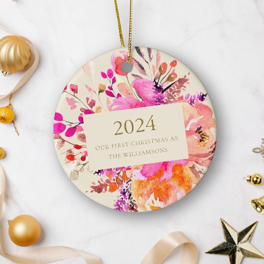 Personalisiertes Verheiratetes Weihnachten Keramik Ornament