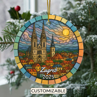 Personalisiertes verkettetes Glas Zagreb, Kroatien Keramik Ornament