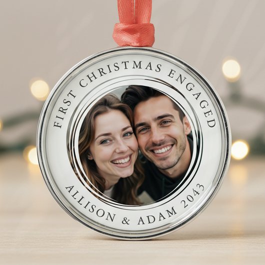 Personalisiertes Verlobtes Foto Ornament Aus Metall