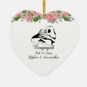 Personalisiertes verlobtes Paar Blumen Verlobungs- Keramik Ornament