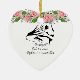 Personalisiertes verlobtes Paar Blumen Verlobungs- Keramik Ornament