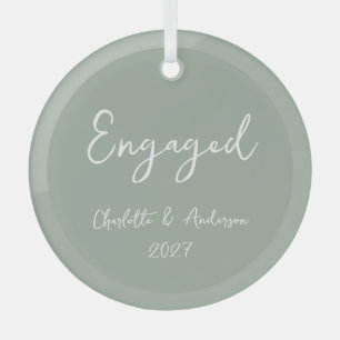 Personalisiertes verlobtes Paar handgeschriebene S Ornament Aus Glas