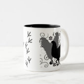 Personalisiertes verrücktes Huhn-schwarze u. weiße Zweifarbige Tasse (VorderseiteRechts)
