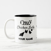 Personalisiertes verrücktes Huhn-schwarze u. weiße Zweifarbige Tasse (Links)